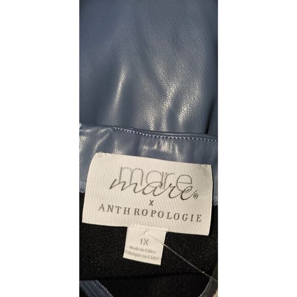 New Mare Mare x Anthropologie Faux Leather Column Skirt $148 PLUS 1X  Blue Slate - Picture 6 of 6